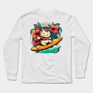 Kawaii Surf Kitty 2.0 Long Sleeve T-Shirt